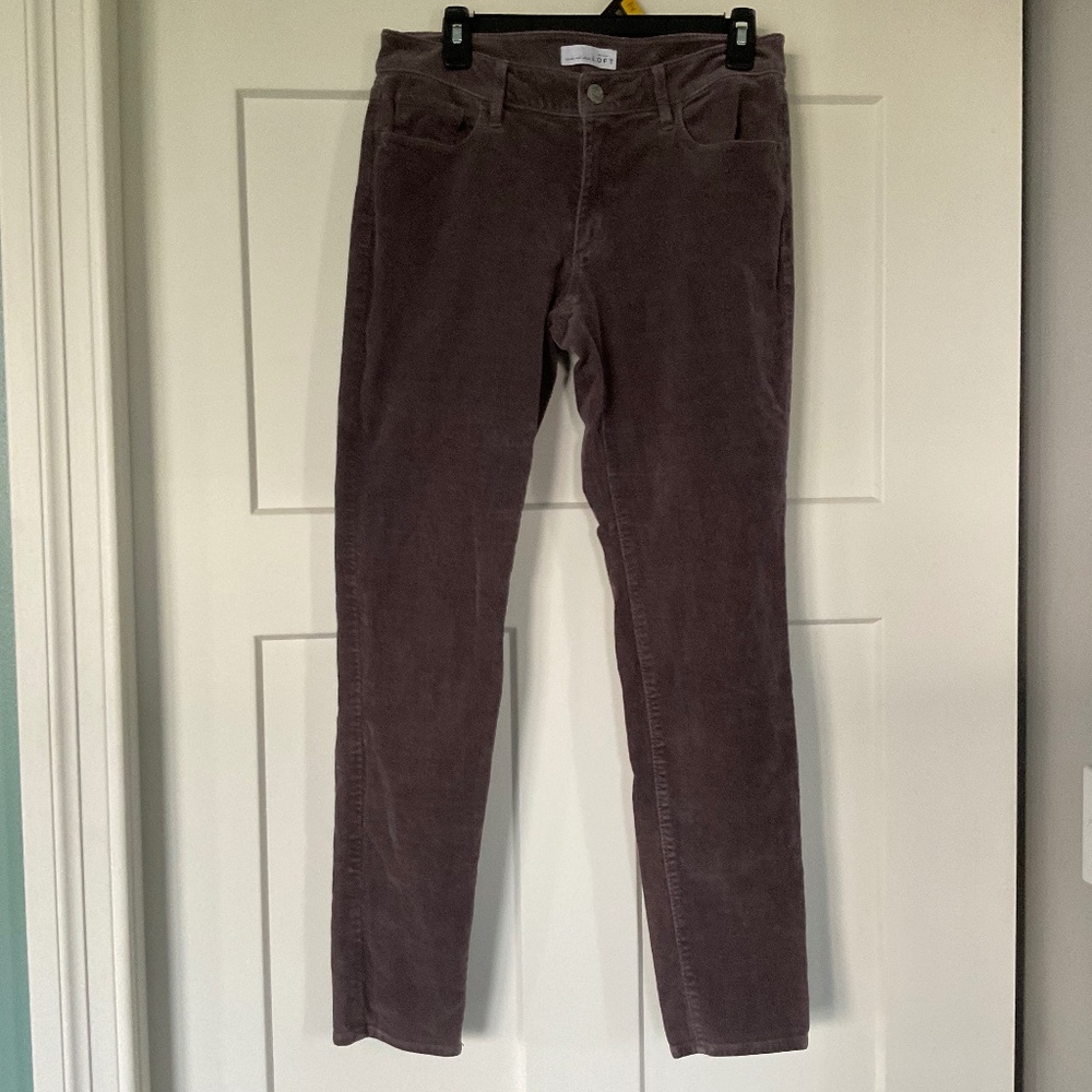Loft Womens 28/6 Curvy Skinny Fit Brown Corduroy Pants 5 Pocket